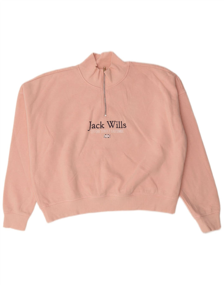 Jack Wills Ženska prekomjerna trenirka s motivima UK 14, velika ružičasta