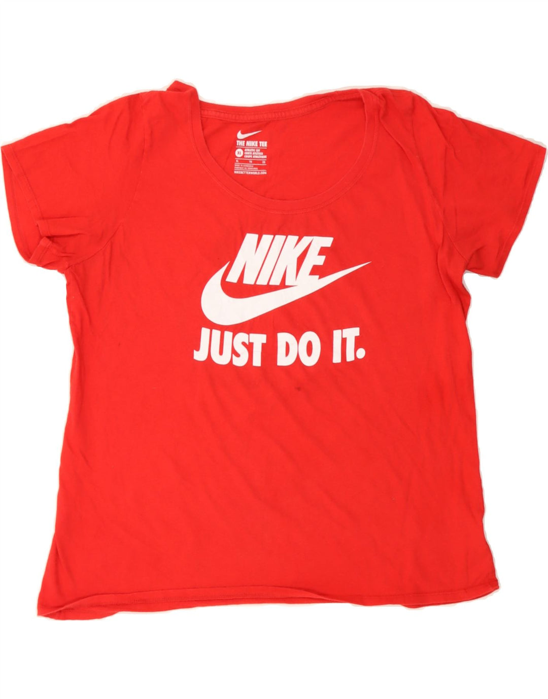 NIKE Womens Athletic Cut Graphic T-Shirt Top UK 18 XL Red Cotton Vintage Nike and Second-Hand Nike from Messina Hembry 