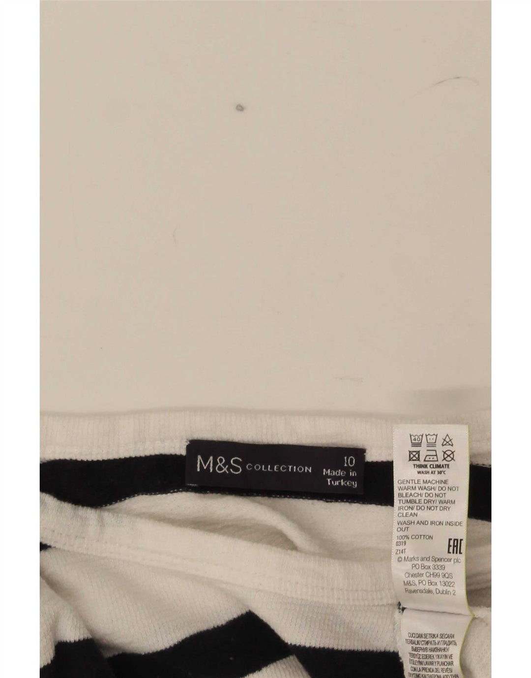 Marks & Spencer ženska majica dugih rukava UK 10, mali pamuk na bijele pruge