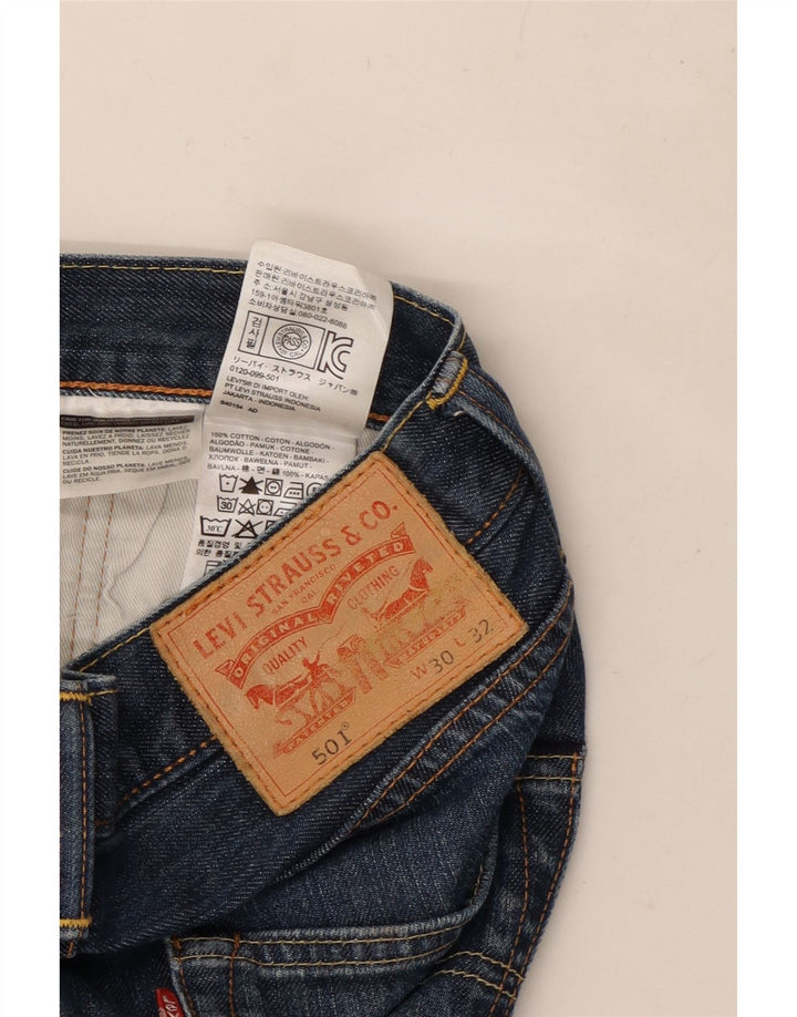 LEVI'S muške 501 ravne traperice W30 L32 tamnoplavi pamuk