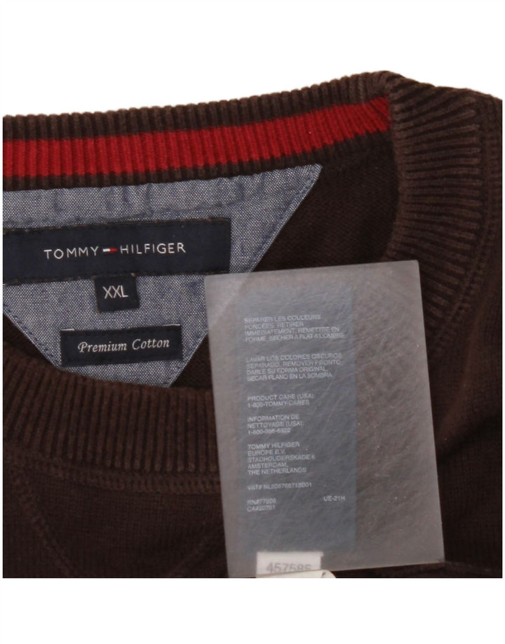 TOMMY HILFIGER Muški pulover s okruglim izrezom 2XL smeđi pamuk