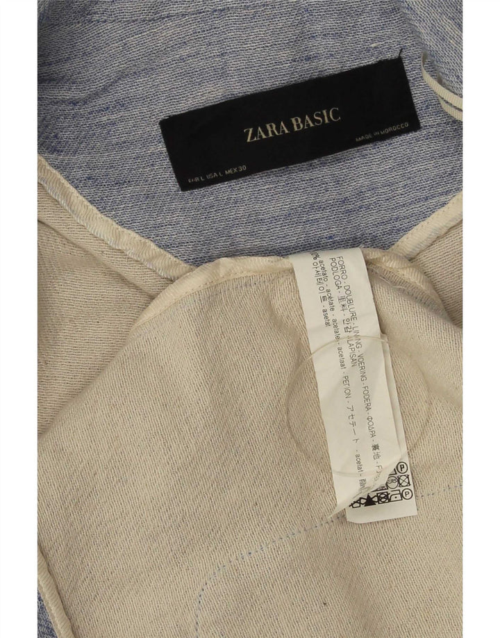 Zara ženski otvoreni sako jakna UK 14 Acetat s velikim plavim pjegama
