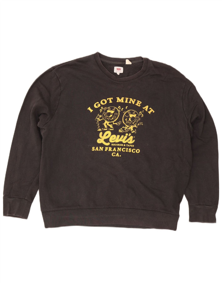 Levi's muški džemper s grafičkim motivima 2XL crni pamuk
