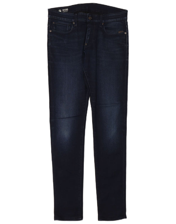 G-STAR Mens Revend Super Slim Jeans W33 L34 Navy Blue Cotton