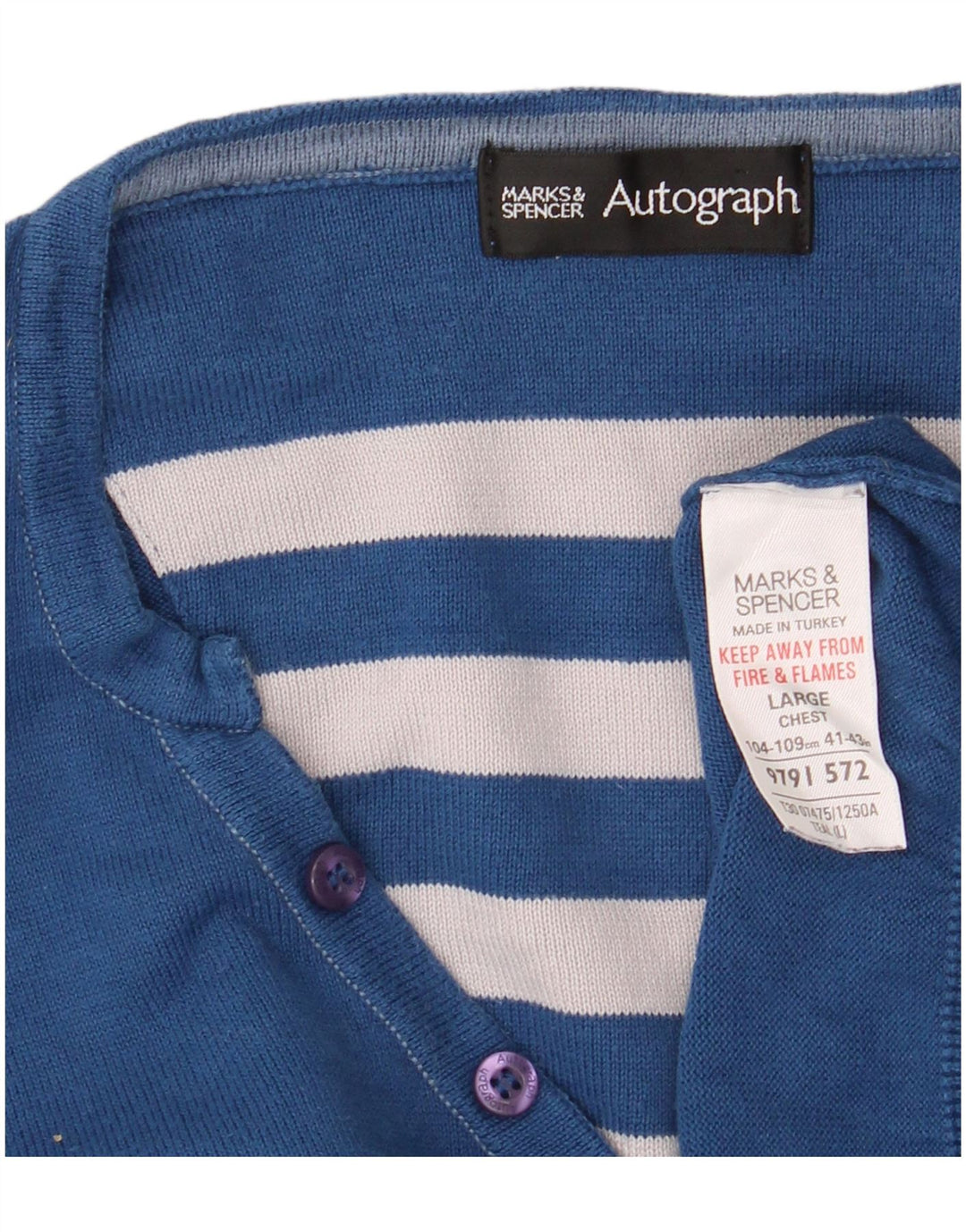 Veliki plavi muški džemper s V-izrezom s autogramom Marks & Spencer