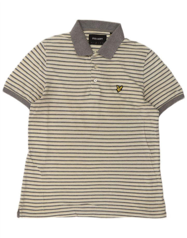 Muška polo majica Lyle & Scott, pamuk srednje bijele pruge