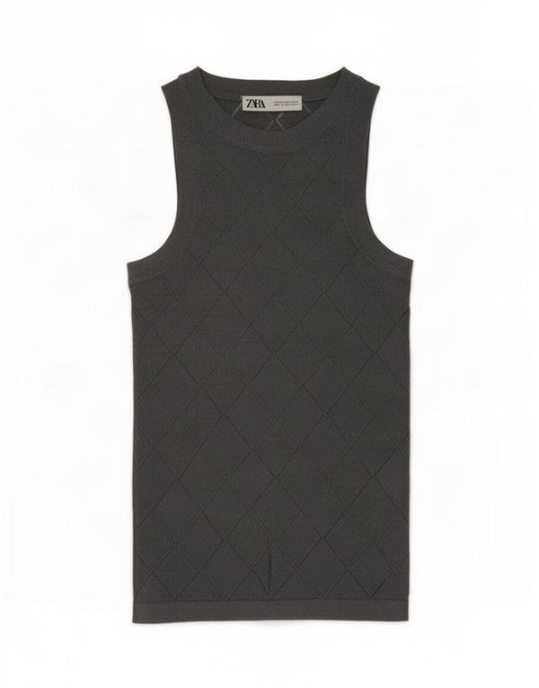 Zara ženski prsluk UK 6 XS siva geometrijska viskoza