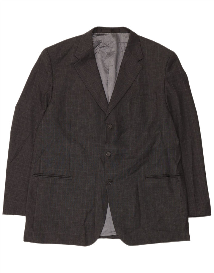 Marks & Spencer muška duga jakna sako s 3 gumba UK 48 2XL sivi karirani