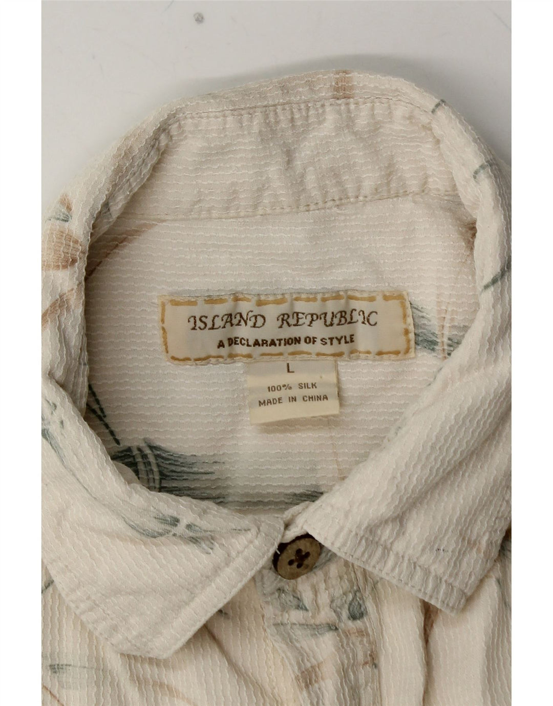 ISLAND REPUBLIC Muška košulja kratkih rukava Velika prljavo bijela cvjetna svila
