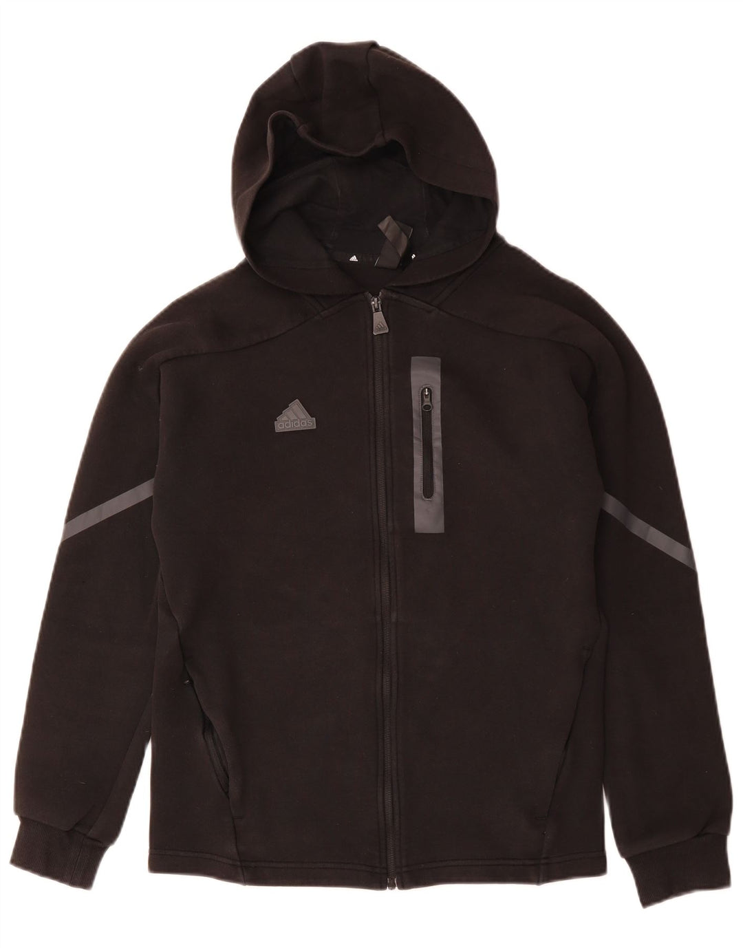 ADIDAS muški pulover s kapuljačom na patentni zatvarač, mali, crni