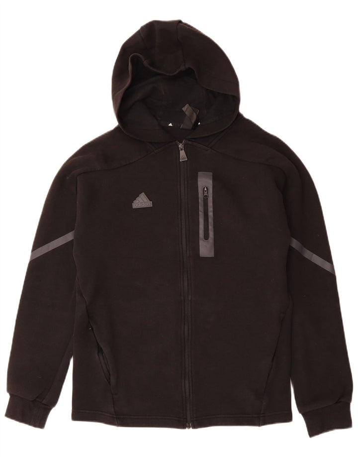 ADIDAS muški pulover s kapuljačom na patentni zatvarač, mali, crni