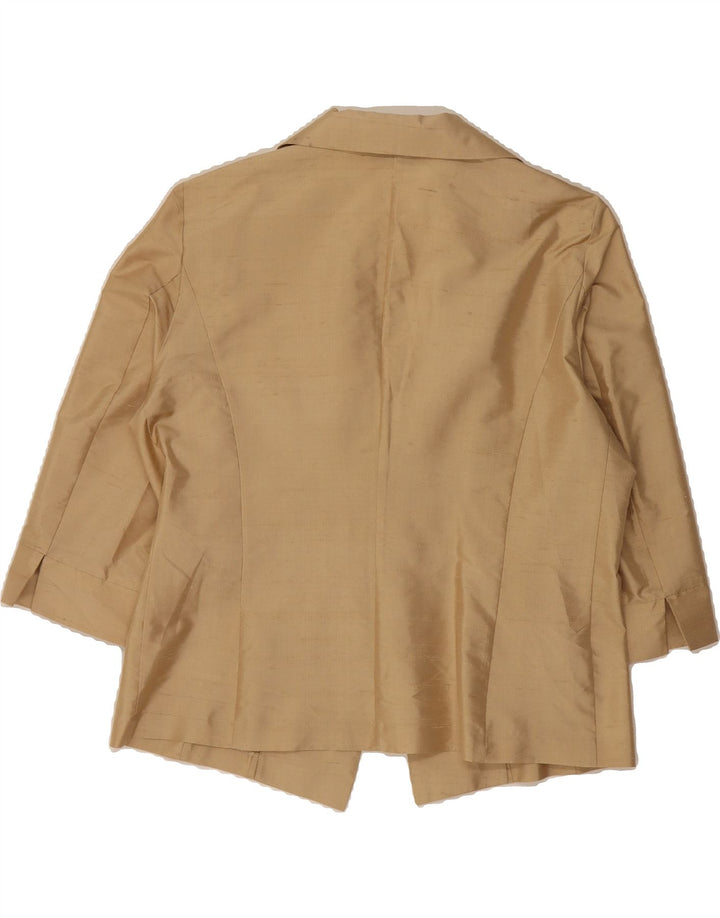 TOUJOURS Womens 1 Button 3/4 Sleeve Blazer Jacket IT 52 2XL Beige Silk Vintage Toujours and Second-Hand Toujours from Messina Hembry 
