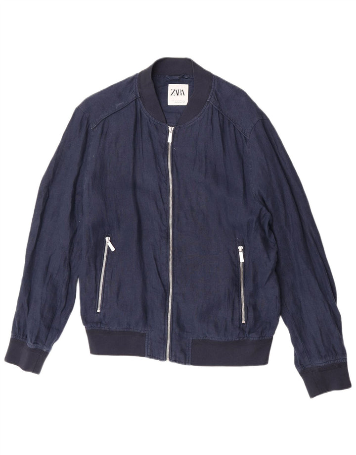 Zara muška bomber jakna UK 40 Large tamnoplavo platno