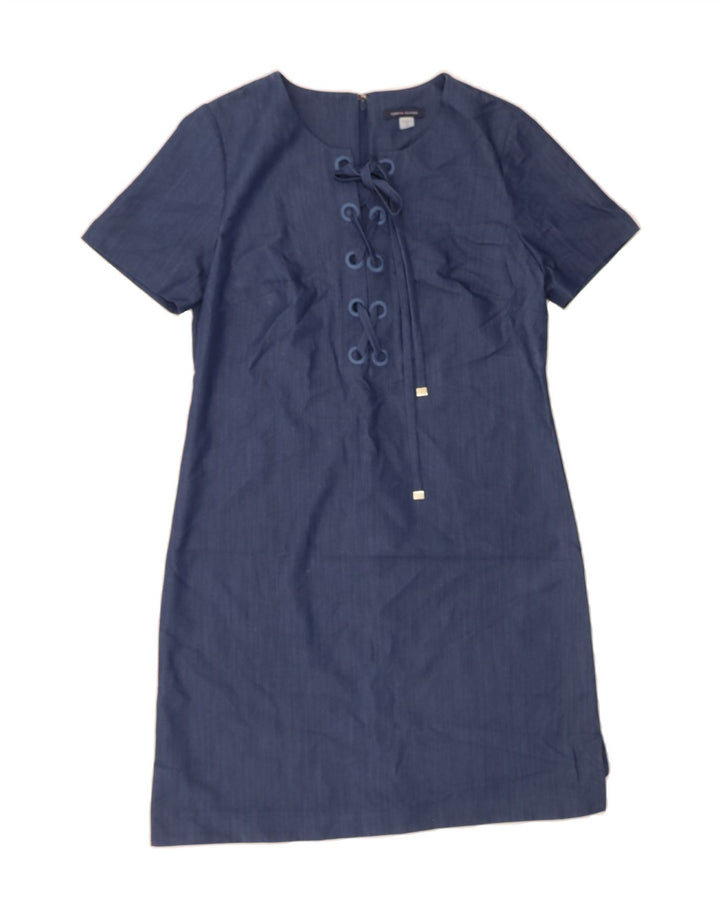 TOMMY HILFIGER Womens Sheath Dress US 10 Large Navy Blue Polyester Vintage Tommy Hilfiger and Second-Hand Tommy Hilfiger from Messina Hembry 
