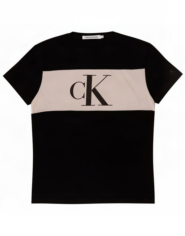 Calvin Klein Jeans Ženska grafička majica kratkih rukava UK 10 Small Black Colourblock