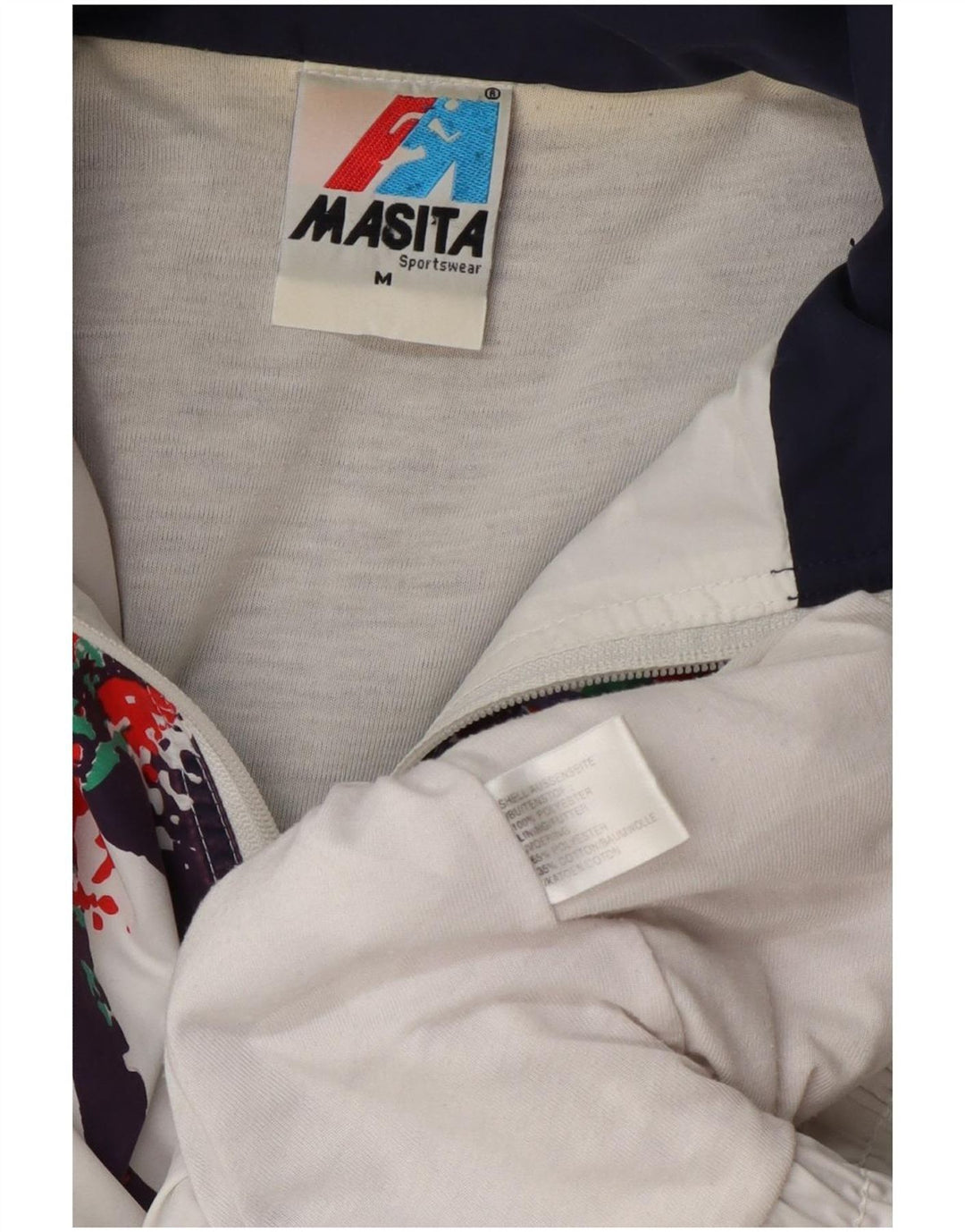 Masita muška gornja jakna trenirke srednje bijele boje od poliestera