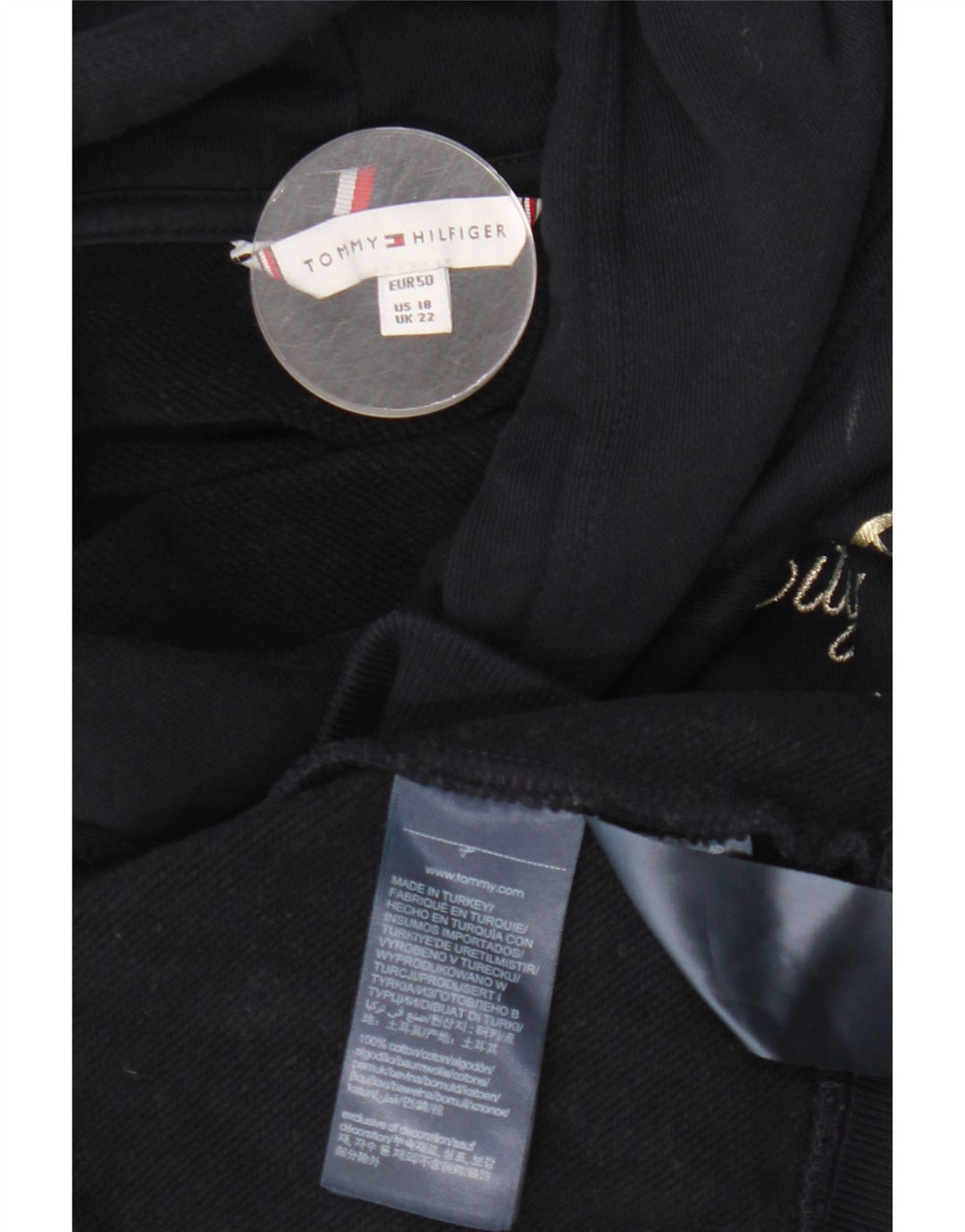 TOMMY HILFIGER Ženska majica s kapuljačom s kapuljačom UK 22 3XL tamnoplavi pamuk