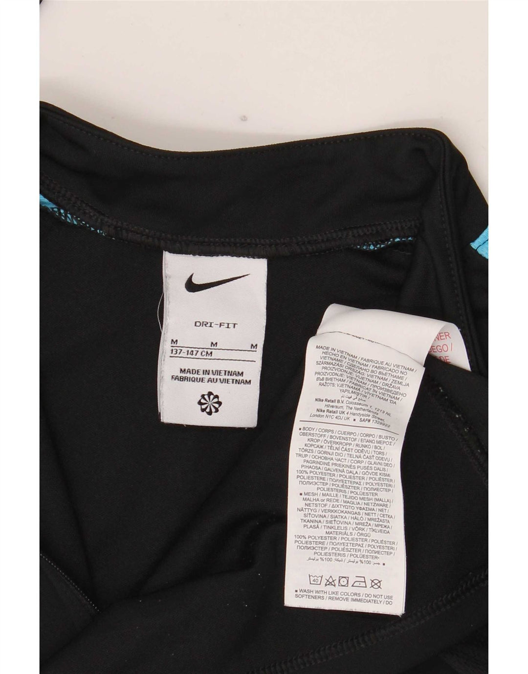 Nike Boys Dri Fit Pullover Trenirka Top 11-12 Years Black Colourblock
