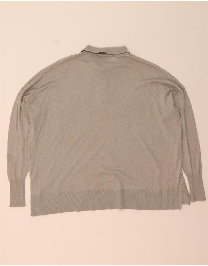 ZARA Womens Oversized Polo Neck Jumper Sweater UK 14 Medium Grey Vintage Zara and Second-Hand Zara from Messina Hembry 