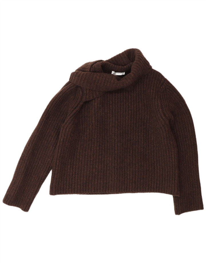 Zara ženski pulover s rol izrezom UK 10 Small Brown Wool