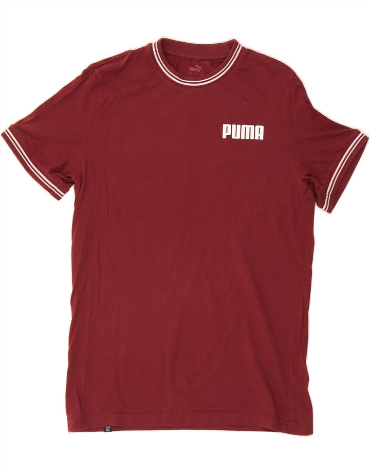 PUMA Mens T-Shirt Top Medium Burgundy Vintage Puma and Second-Hand Puma from Messina Hembry 