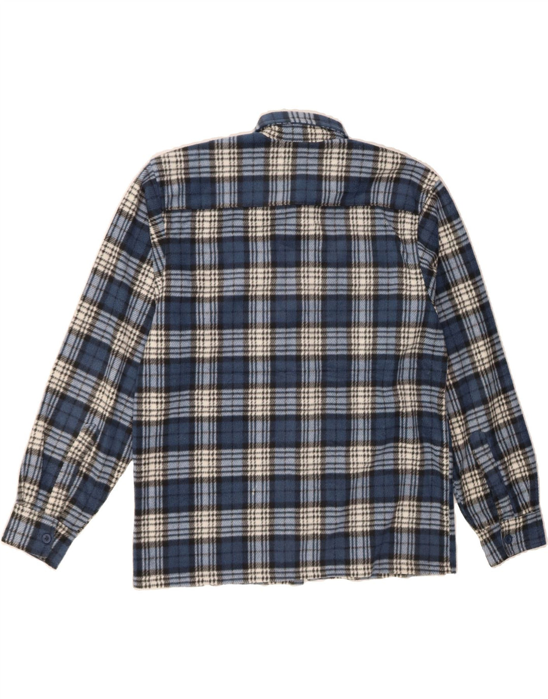 VINTAGE Mens Fleece Shirt Medium Blue Check Polyester Vintage Vintage and Second-Hand Vintage from Messina Hembry 
