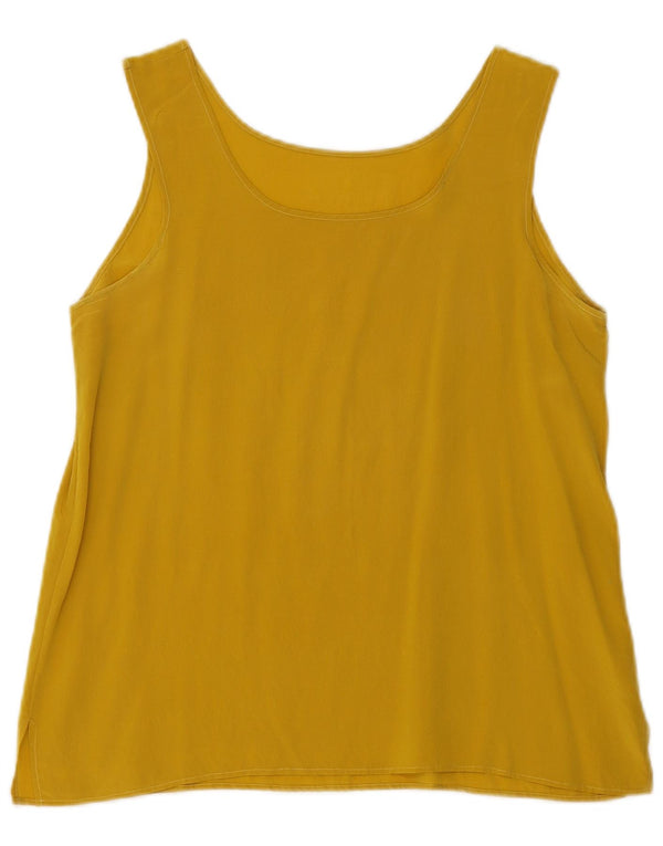Vintage Womens Sleeveless Blouse Top UK 8 Small Yellow Silk