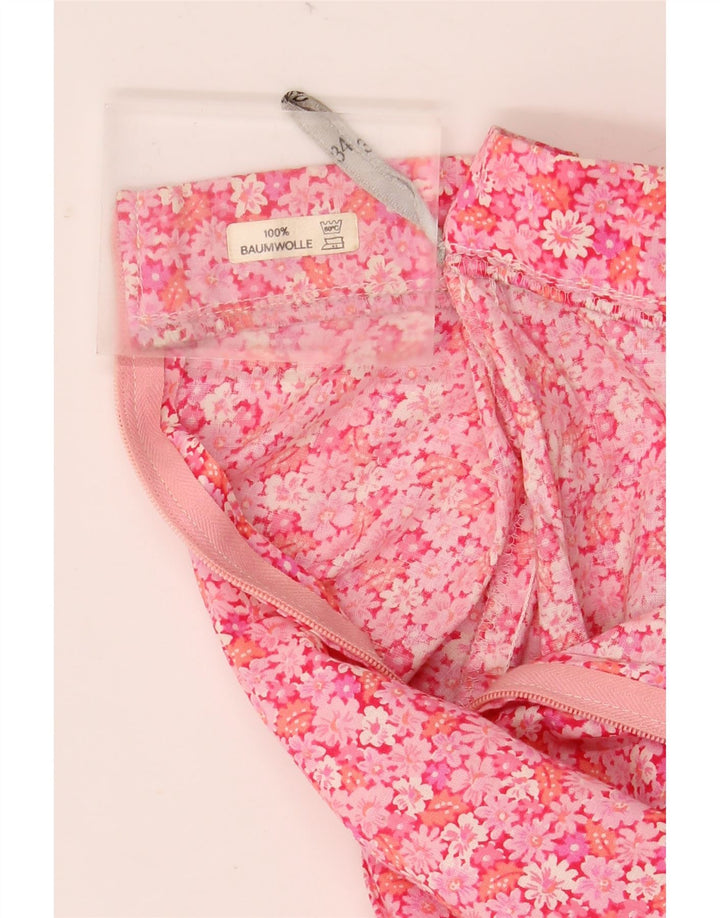 VINTAGE ženska lepršava suknja EU 36 mala W30, ružičasti cvjetni pamuk