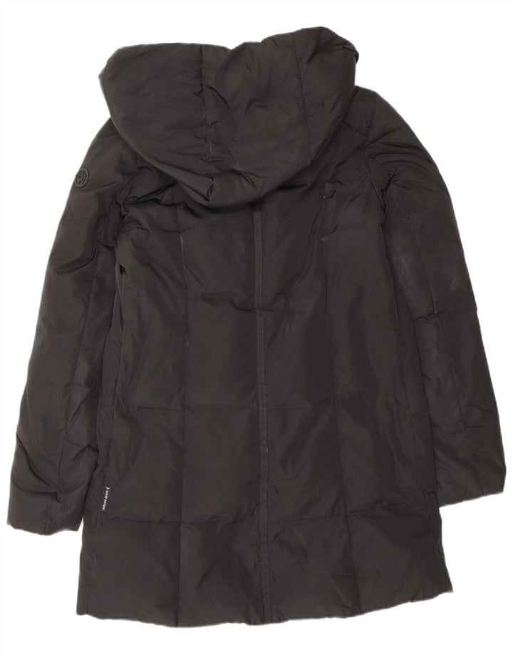 ARMANI JEANS Ženski preveliki podstavljeni kaput s kapuljačom IT 38 XS crni poliester