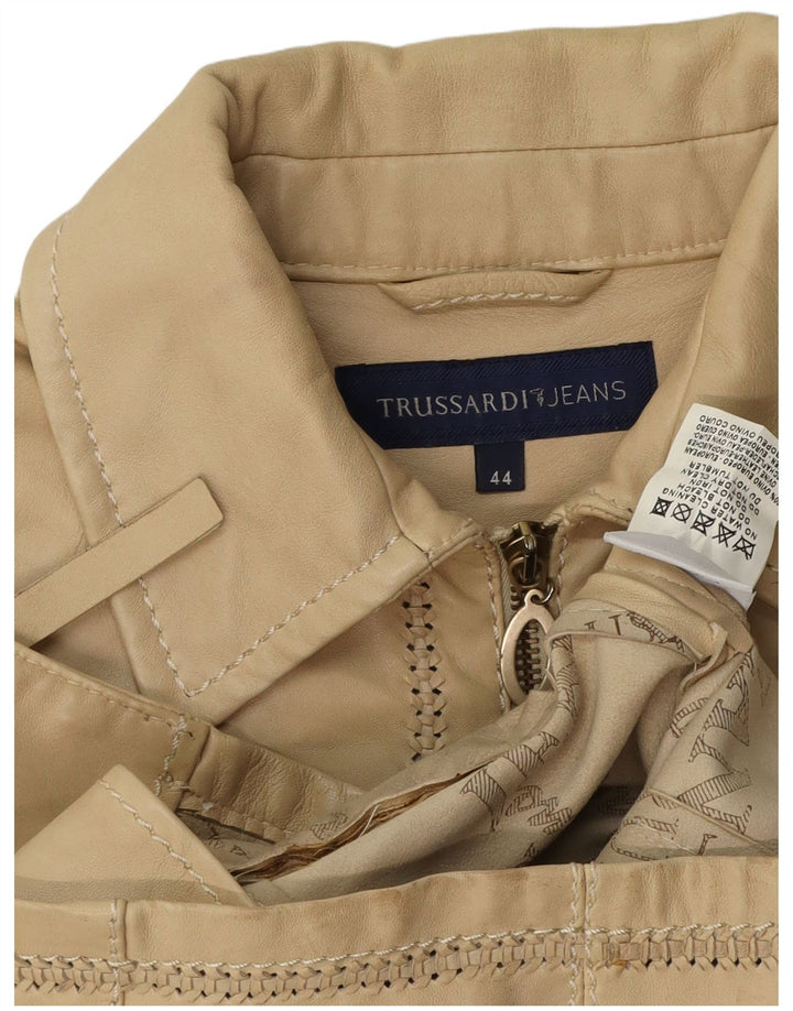 TRUSSARDI JEANS Ženska kratka kožna jakna IT 44 srednje bež koža