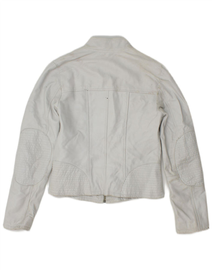 Vintage ženska crop kožna jakna IT 40 Mala bijela koža