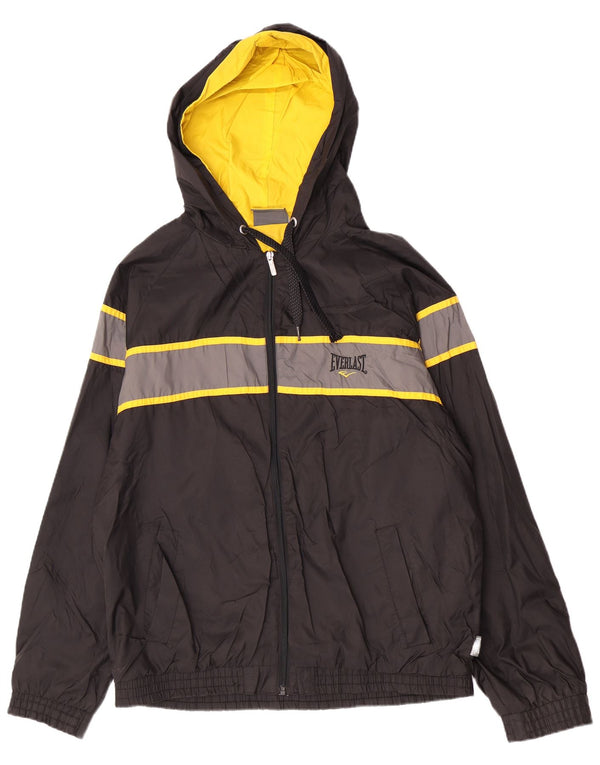 Everlast Mens Hooded Rain Jacket UK 42 XL Black Colourblock Nylon Sports