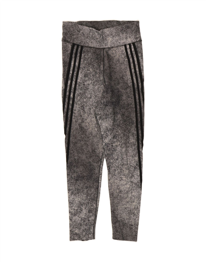 ADIDAS Womens Climalite Leggings UK 12/14 Medium  Grey Flecked Polyester Vintage Adidas and Second-Hand Adidas from Messina Hembry 