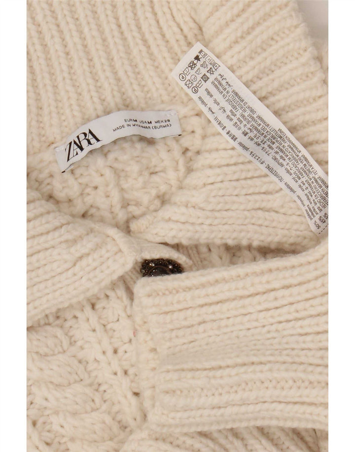 Zara ženski kratki pulover s polo izrezom UK 14 srednje bež poliester