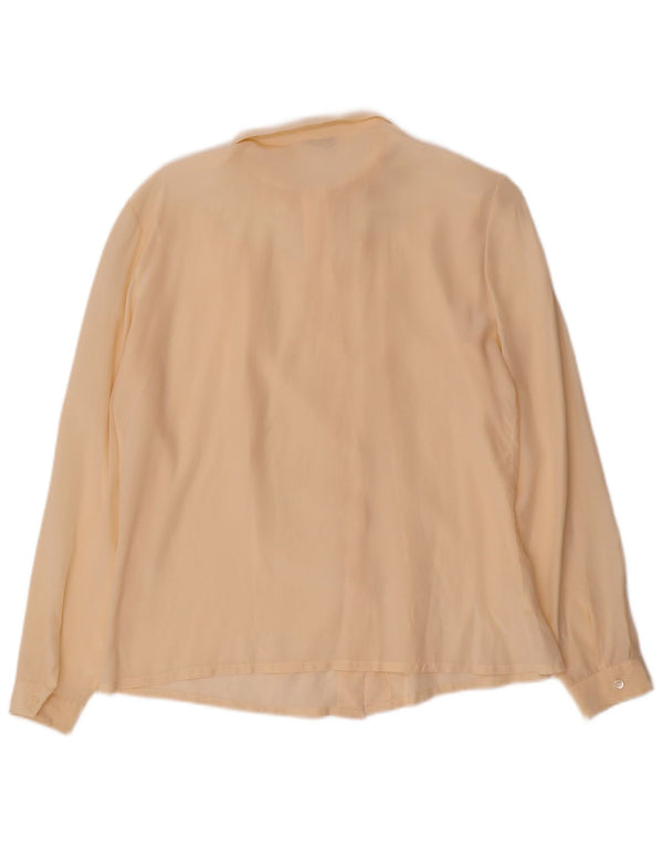 Vintage ženska košulja bluza UK 16 Velika bež cvjetna svila