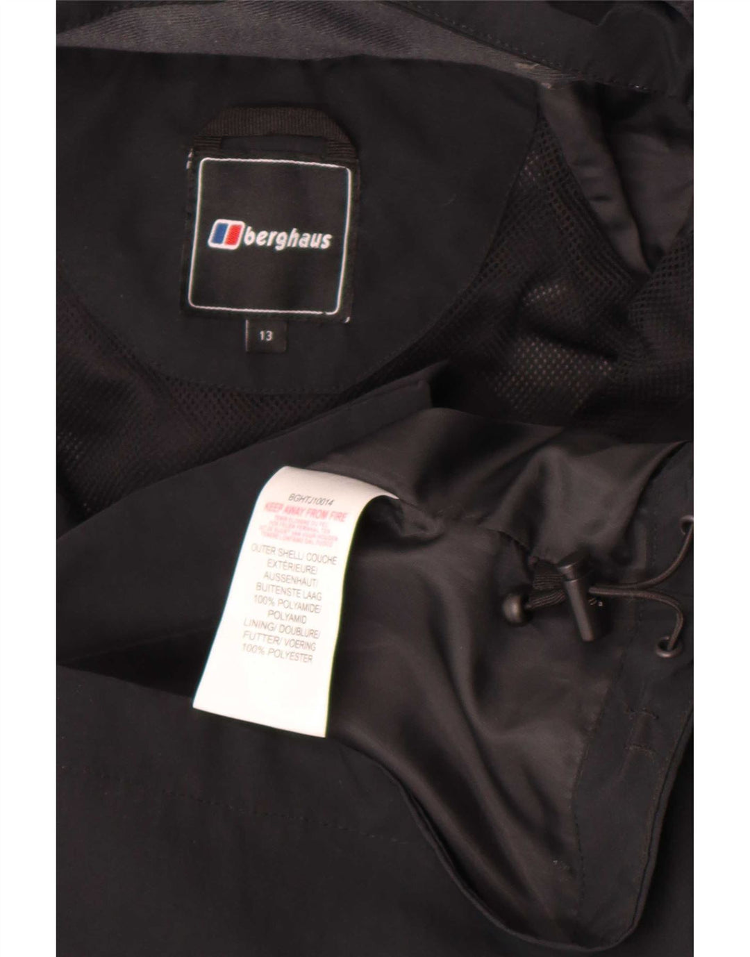 Berghaus Boys kišna jakna s kapuljačom 12-13 godina, crna poliamidna
