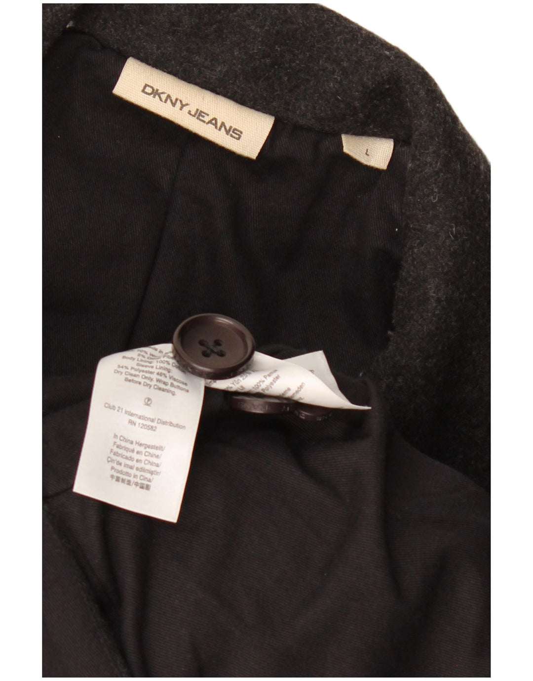 DKNY Muški graškasti kaput UK 40 velika siva vuna