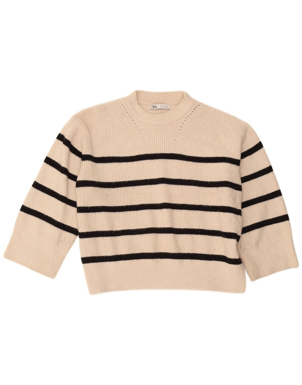 Zara ženski džemper s okruglim izrezom 3/4 rukava UK 18 XL na bijele pruge