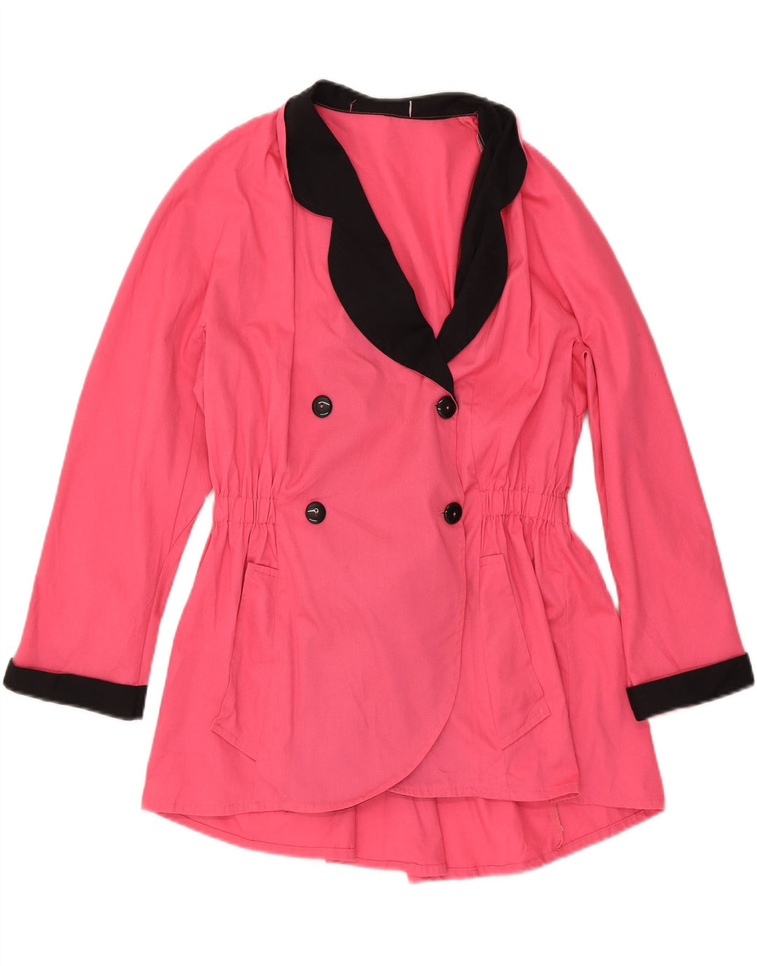 VINTAGE Womens Longline Double Breasted Blazer Jacket UK 14 Medium Pink Vintage Vintage and Second-Hand Vintage from Messina Hembry 