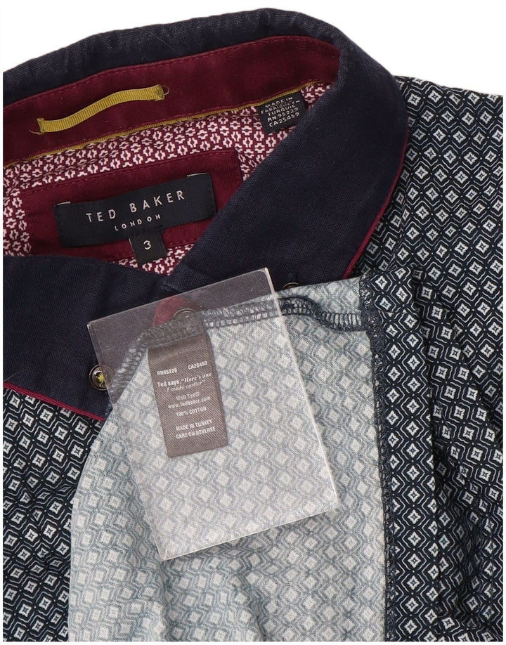 Ted Baker muška polo majica veličina 3, srednje plavi geometrijski pamuk