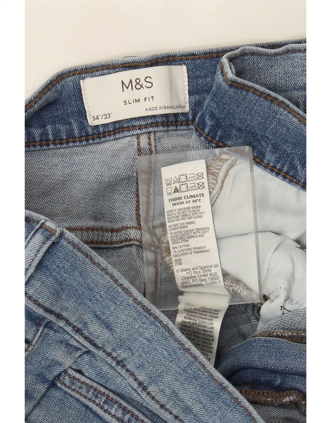 Marks & Spencer Muške uske traperice W34 L33 Plavi pamuk