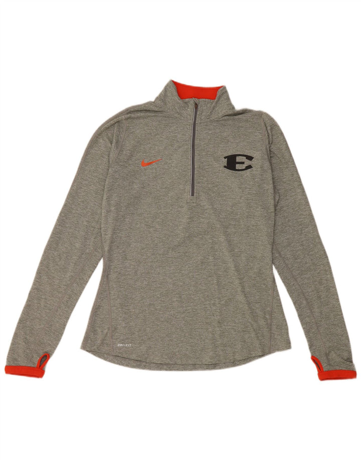 NIKE Ženski Dri Fit Pulover Trenirka Top UK 12 Medium Grey Flected