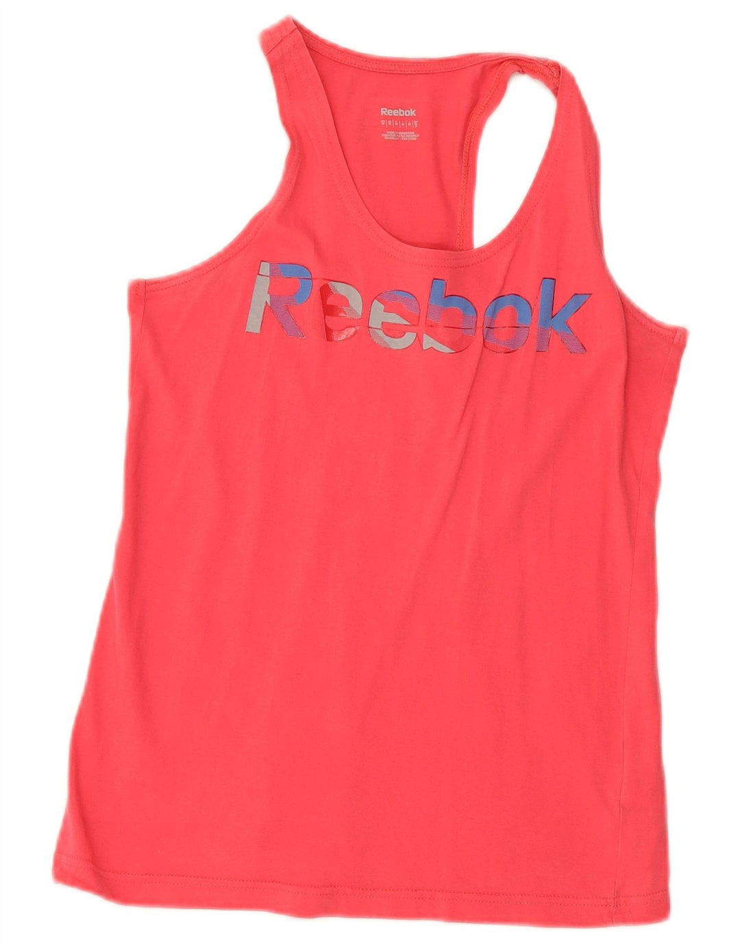 REEBOK Womens Graphic Vest Top UK 12 Medium Pink Cotton