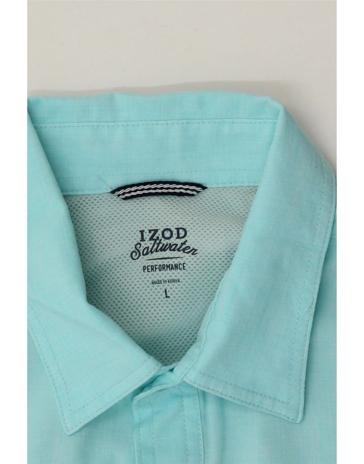 IZOD Mens Short Sleeve Shirt Large Turquoise Polyester Vintage Izod and Second-Hand Izod from Messina Hembry 