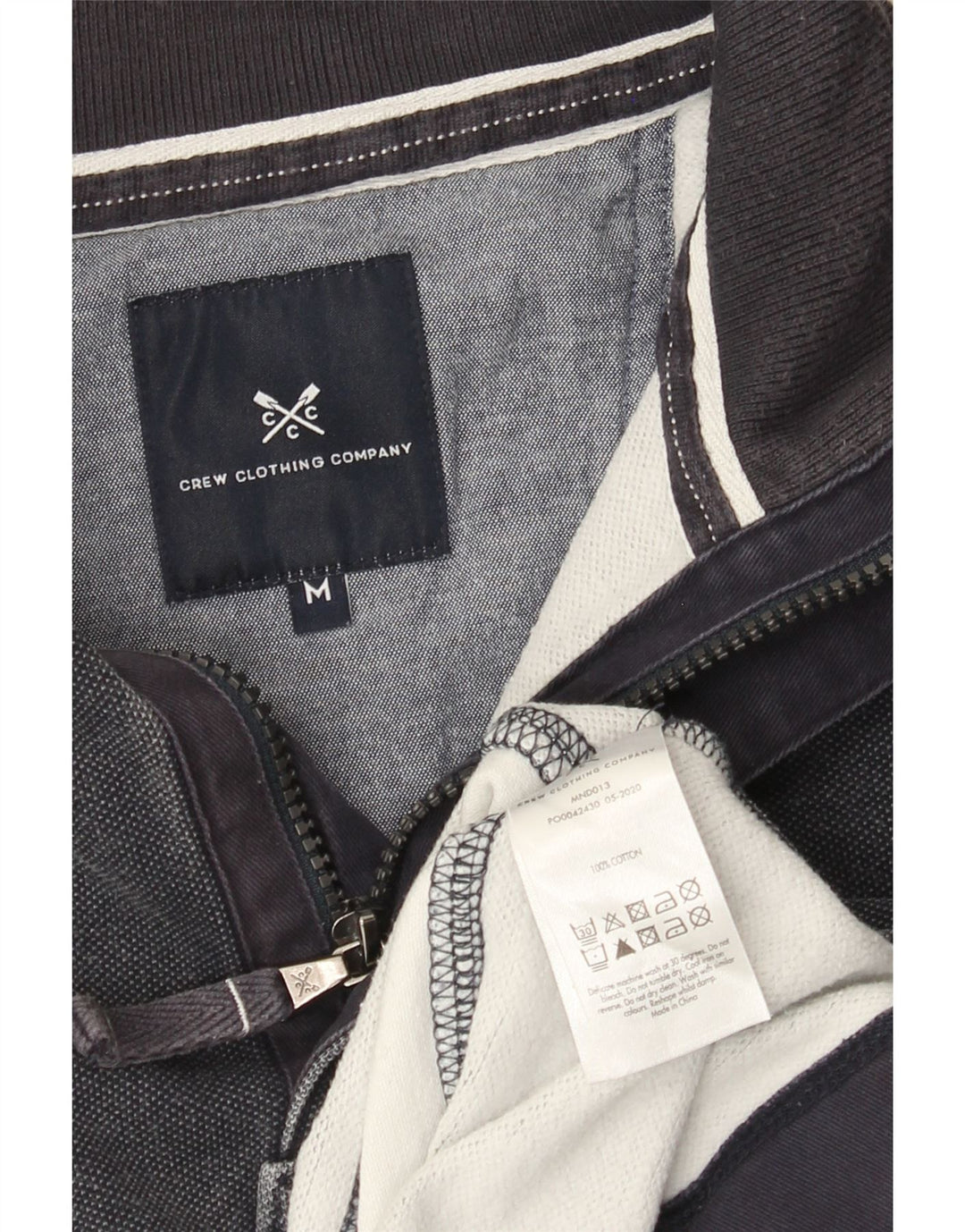 Crew Clothing Muška majica s izrezom s patentnim zatvaračem srednje tamnoplave pruge