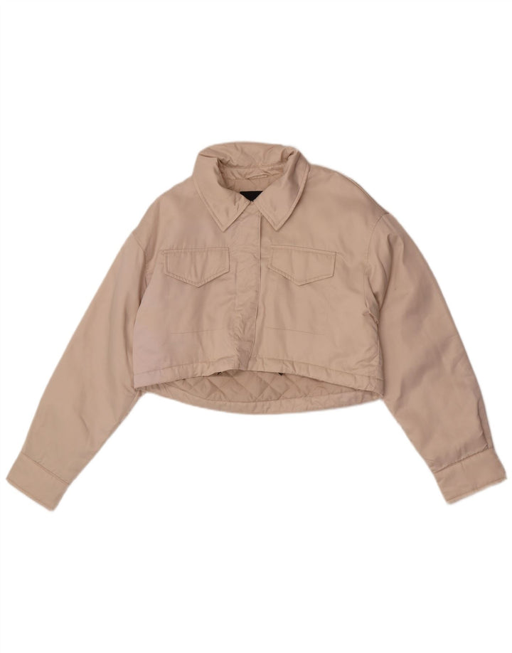 Zara ženska prevelika bolero jakna UK 6 XS sivobijeli poliester