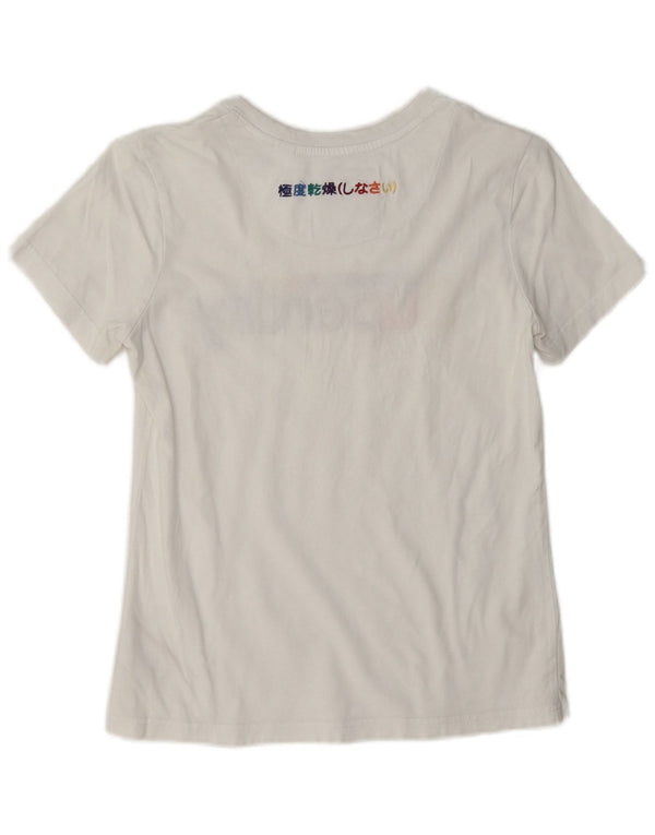 Superdry Womens Graphic T-Shirt Top UK 8 Small White Cotton