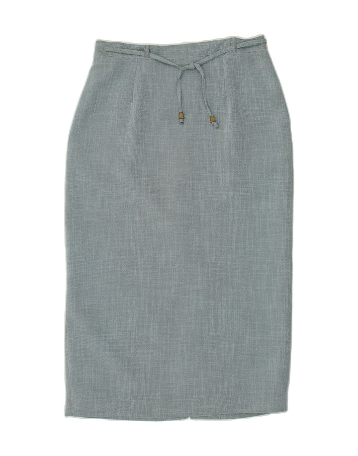 VINTAGE Womens Midi Skirt UK 14 Large W32  Blue Polyester Vintage Vintage and Second-Hand Vintage from Messina Hembry 