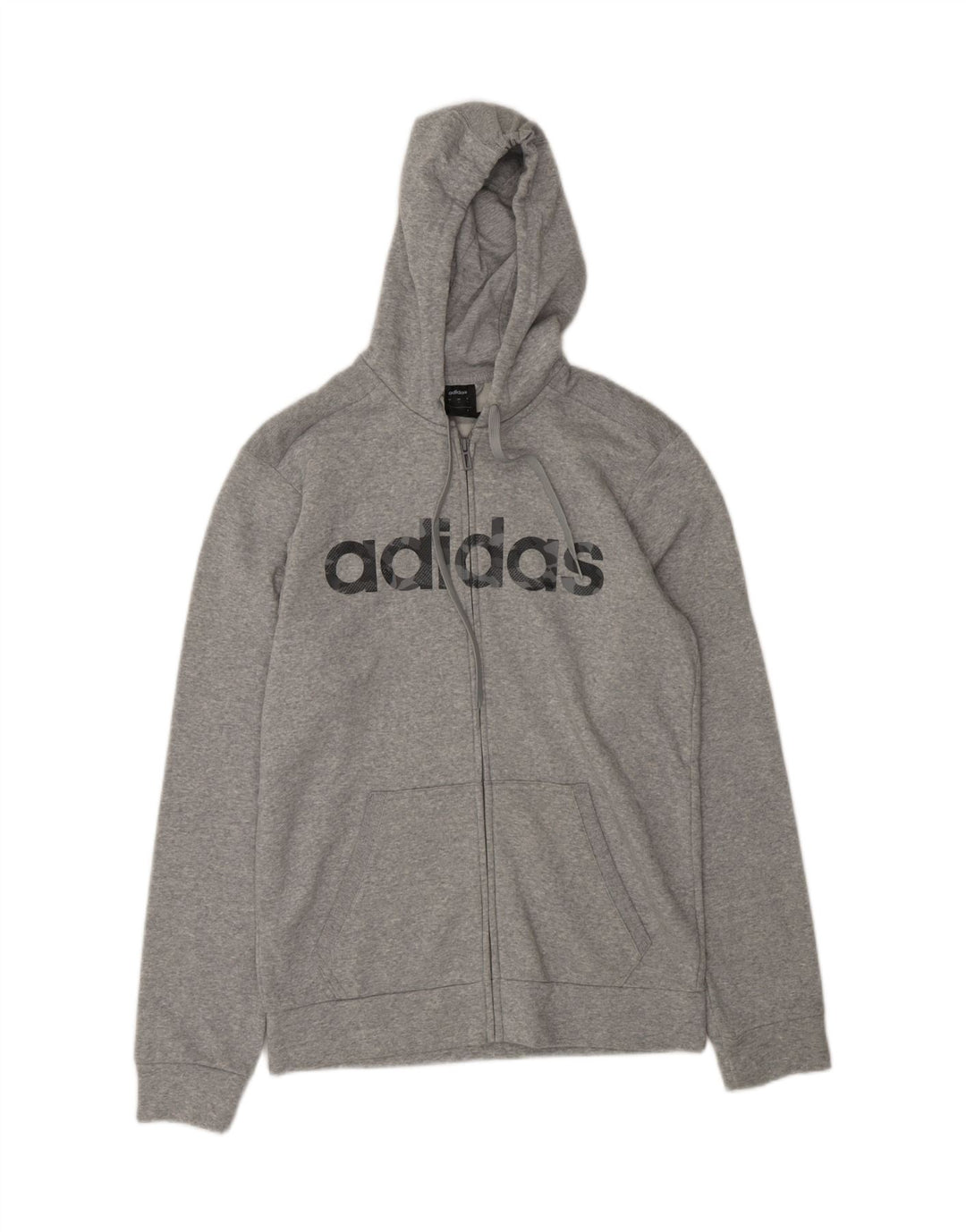 ADIDAS Mens Graphic Zip Hoodie Sweater Small Grey Vintage Adidas and Second-Hand Adidas from Messina Hembry 