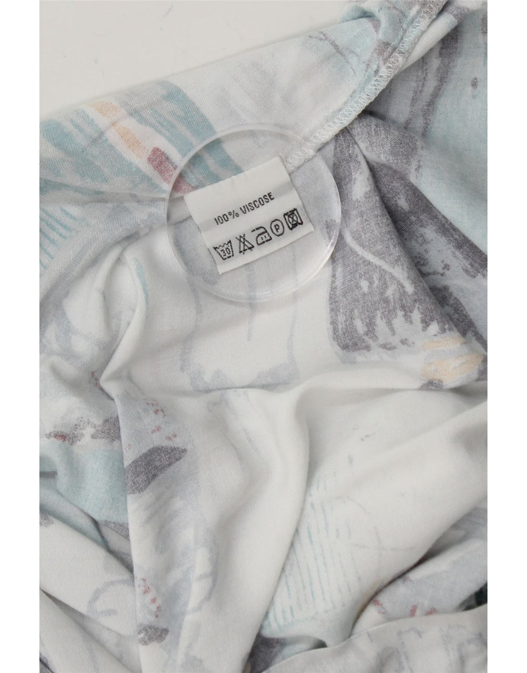 VINTAGE Mens Abstract Pattern Short Sleeve Shirt Large White Viscose Vintage Vintage and Second-Hand Vintage from Messina Hembry 